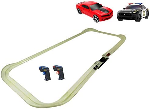 Mote Control Cordless Glow In The Dark High-Speed Super Loop Speedway Track Set With Two Cars For Dual Racing Glow Blue Blue Glow - Track and Vehicle Play Edition