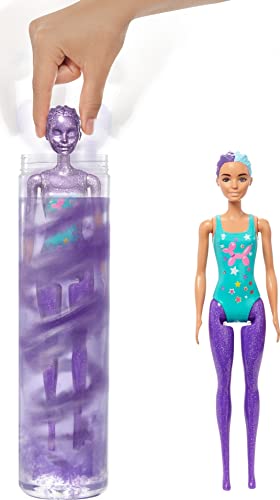 New Color Reveal Doll Glittery Purple With 25 Hairstyling & Party-Themed Surprises Including 10 Plug-in Hair Pieces Gift For Kids 3 Years Old & Up - Railway-Themed Play Edition