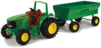 TOMY John Deere Kids Tractor Toy With Flarebox Wagon Set 8 Inches - Farm and Construction Play Edition
