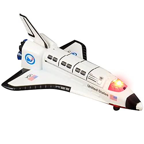 Light Up Space Shuttle Toy 1PC Battery Operated Spaceship Toy With LEDs Sounds And Pullback Motion Outer Space Party Decoration Great Space Gifts For Boys And Girls 6 Inches - Space Exploration Play Edition