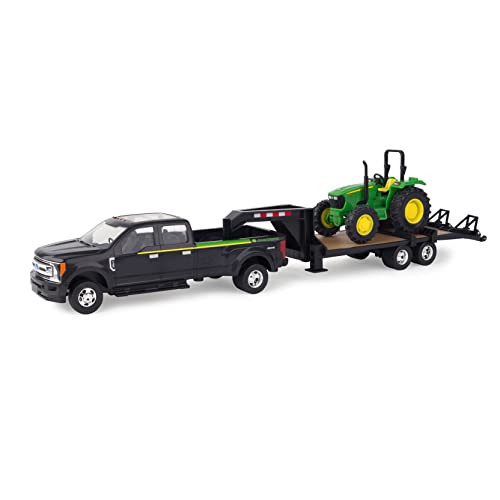 ERTL 1:32 Scale Ford F350 Pickup And Tractor Set — Includes John Deere Tractor Ford F350 Pickup And Gooseneck Trailer — 17.25 X 3.2 X 4.5 Inches — Ages 3 Years And Up - Farm and Construction Play Edition