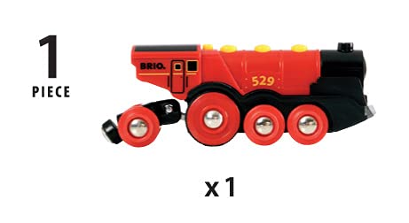 RIO World 33592 Mighty Red Action Locomotive Battery Operated Toy Train With Light And Sound Effects For Kids Age 3 And Up - Railway-Themed Play Edition