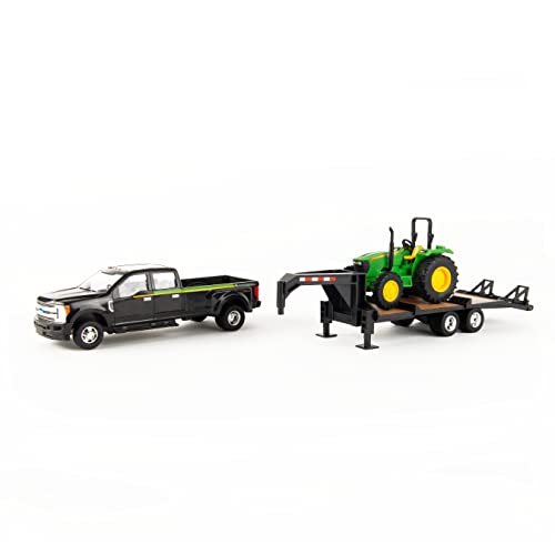 ERTL 1:32 Scale Ford F350 Pickup And Tractor Set — Includes John Deere Tractor Ford F350 Pickup And Gooseneck Trailer — 17.25 X 3.2 X 4.5 Inches — Ages 3 Years And Up - Farm and Construction Play Edition