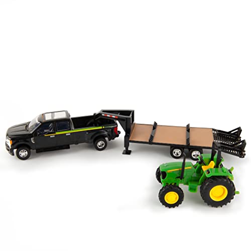 ERTL 1:32 Scale Ford F350 Pickup And Tractor Set — Includes John Deere Tractor Ford F350 Pickup And Gooseneck Trailer — 17.25 X 3.2 X 4.5 Inches — Ages 3 Years And Up - Farm and Construction Play Edition