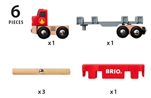 World 33657 – Lumber Truck – 6 Piece Wooden Toy Train For Kids Ages 3 And Up Grey - Railway-Themed Play Edition