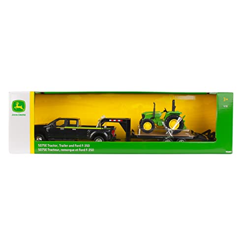 ERTL 1:32 Scale Ford F350 Pickup And Tractor Set — Includes John Deere Tractor Ford F350 Pickup And Gooseneck Trailer — 17.25 X 3.2 X 4.5 Inches — Ages 3 Years And Up - Farm and Construction Play Edition