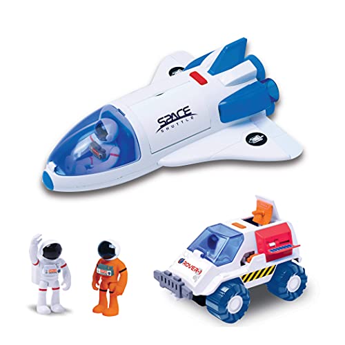 Stro Venture Space Playset – Toy Space Shuttle & Space Rover With Lights And Sound & 2 Astronaut Figurine Gift Toys For Boys And Girls - Space Exploration Play Edition