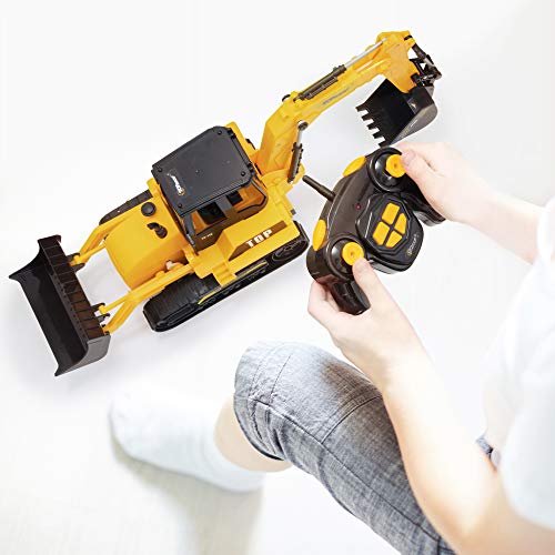 8 Channel Full Functional RC Excavator Backhoe Loader Battery Powered Electric RC Remote Control Construction Tractor With Lights & Sound TR-119 - Farm and Construction Play Edition