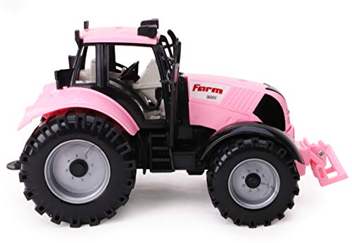 Friction Powered Farm Tractor With Opening Bonnet (Pink) - Farm and Construction Play Edition