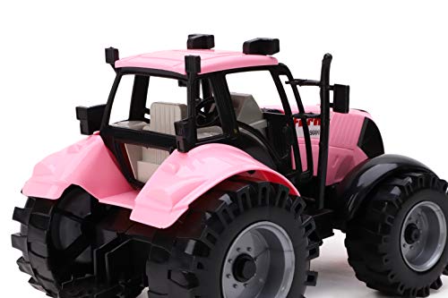 Friction Powered Farm Tractor With Opening Bonnet (Pink) - Farm and Construction Play Edition