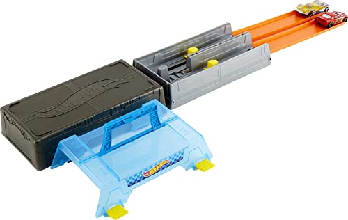 Discount Race Case Track Set With 2 Hot Wheels Cars Dual Launcher For Side-By-Side Racing Storage Container Toy For Kids 4 Years Old & Up - Track and Vehicle Play Edition