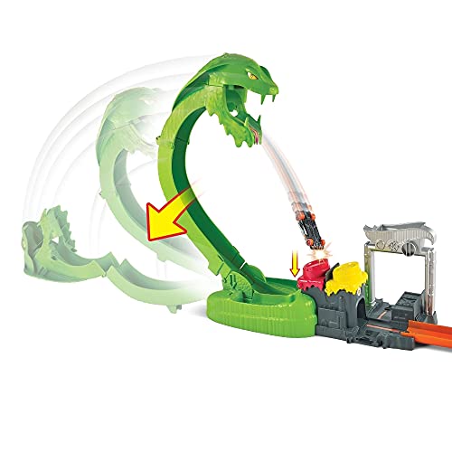 Deals Toxic Snake Strike Challenge Play Set With Slime For Kids 5 Years Old & Up Includes One 1:64 Scale Hot Wheels Vehicle Connects To Other Sets Single Or Multicar Play - Track and Vehicle Play Edition