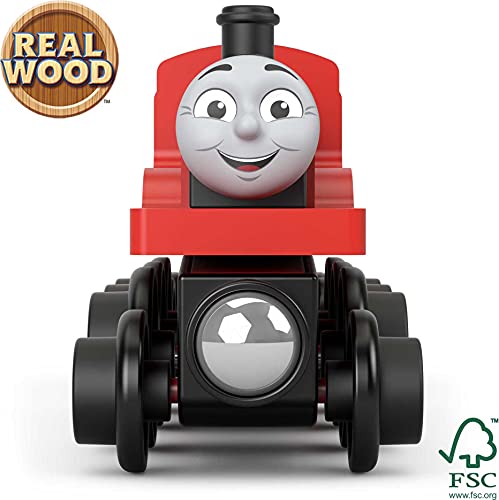 Cheap Wooden Railway James Engine And Coal Car Push-Along Train Made From Sustainably Sourced Wood For Kids 2 Years And Up - Railway-Themed Play Edition