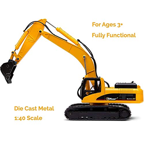 Excavator Toy Trucks Construction Toys Excavator Toys For Boys Diecast Metal Truck Toy Kids Tractor Toys 1:40 Scale Great Toddler Toys For 8 Year Old Boys And U - Farm and Construction Play Edition
