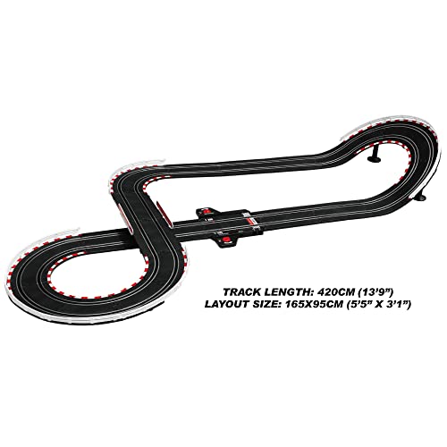 Super 251 USB Power Slot Car Racing Set LED Headlights Strong Magnetic Base Mechanical Lap Counter & Powerbase Integrated As Combo Track For Ages 8 And Up - Track and Vehicle Play Edition