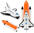 ASA Space Shuttle Toy For Kids Pretend Play 2 Piece Set Rocket Ship With Lights And Sound Diecast Spaceship For Boys Girls Toddlers - Space Exploration Play Edition