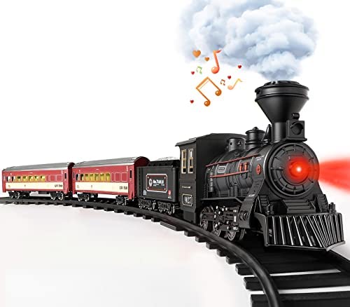 Cheap Train Set – Train Toy For Boys Girls W/ Smokes Lights & Sound Railway Kits W/ Steam Locomotive Engine Cargo Cars & Tracks Christmas Gifts For 3 4 5 6 7 8+ Year Old Kids Red - Railway-Themed Play Edition