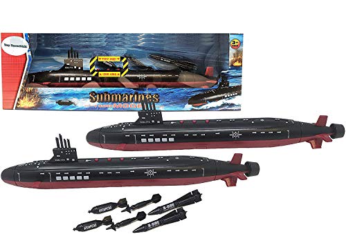 Promo 16.5 Inch Toy Navy Black Submarine With Sound Effects And Torpedo (2 Pack) - Ocean Adventure Play Edition