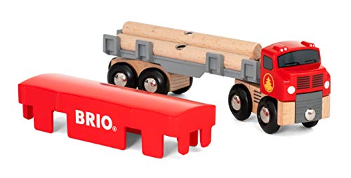 World 33657 – Lumber Truck – 6 Piece Wooden Toy Train For Kids Ages 3 And Up Grey - Railway-Themed Play Edition