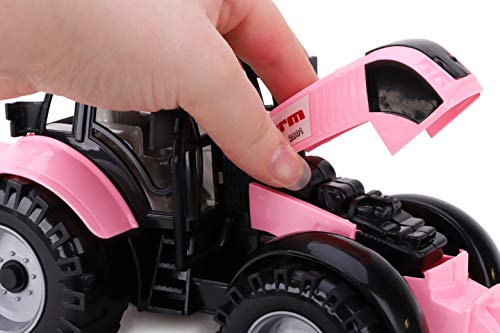 Friction Powered Farm Tractor With Opening Bonnet (Pink) - Farm and Construction Play Edition