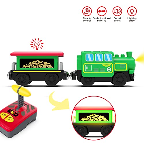 Budget Wooden Train Accessories Battery Operated Locomotive Train Remote Control Train For Track Set Powerful Engine Train Vehicles Fit All Major Brands Track Railway System (Battery Not Included) - Railway-Themed Play Edition