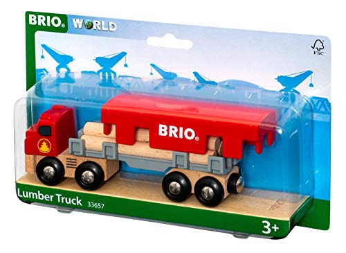 World 33657 – Lumber Truck – 6 Piece Wooden Toy Train For Kids Ages 3 And Up Grey - Railway-Themed Play Edition