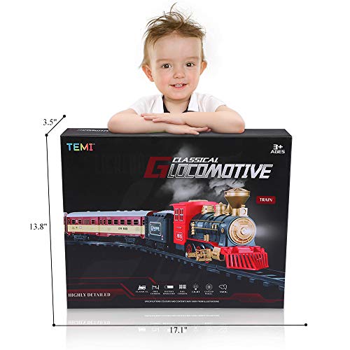 Cheap Train Sets With Steam Locomotive Engine Cargo Car And Tracks Battery Powered Play Set Toy W/ Smoke Light & Sounds For Kids Boys & Girls 3 4 5 6 7 Years Old - Railway-Themed Play Edition