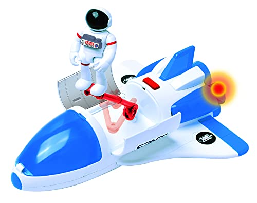 Stro Venture Space Shuttle Toy – Plastic Spaceship For Kids With Lights And Sound – Astronaut Figure Openable Cockpit And Compartment Extended Arm – Fun Space Gift Toys For Any Mission & Adventure - Space Exploration Play Edition