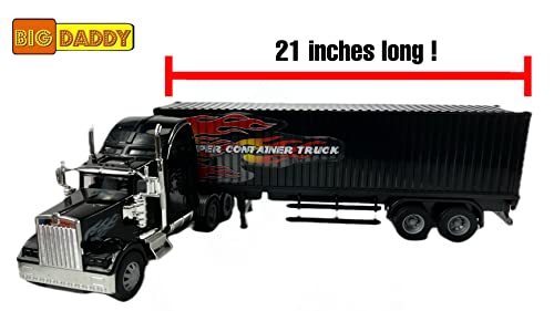 Rig Heavy Duty Tractor Trailer Transport Series Big Box Tractor Trailer (Colors May Vary) - Farm and Construction Play Edition