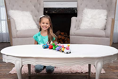 Mini Buggies 6 Pack Set – Peppa George Pig Zoe Zebra & Richard Rabbit In Fun Vehicles & Cars – Toy Gift For Kids – Ages 2+ - Railway-Themed Play Edition