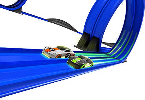 Mote Control Cordless Glow In The Dark High-Speed Super Loop Speedway Track Set With Two Cars For Dual Racing Glow Blue Blue Glow - Track and Vehicle Play Edition