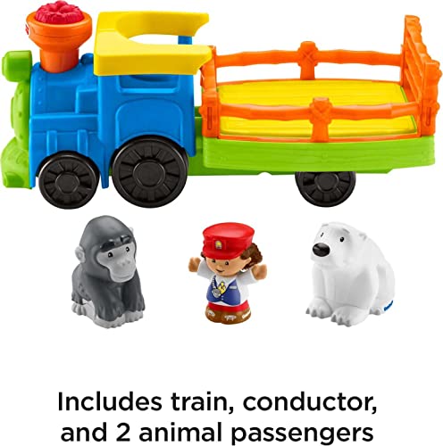 Little People Zoo Train Toy With Music And Sounds For Toddlers 1 Conductor And 2 Animal Toy Figures Choo-Choo Zoo Train - Railway-Themed Play Edition