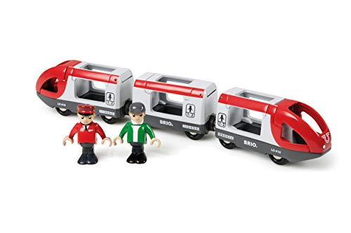 RIO World 33505 – Travel Train – 5 Piece Wooden Toy Train Set For Kids Age 3 And Up - Railway-Themed Play Edition