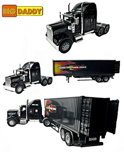 Rig Heavy Duty Tractor Trailer Transport Series Big Box Tractor Trailer (Colors May Vary) - Farm and Construction Play Edition