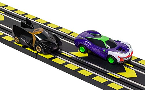 Micro Scalextric Justice League Batman Vs Joker Battery Powered 1:64 Slot Car Race Track Set G1155T Black - Track and Vehicle Play Edition