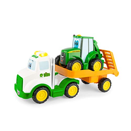 Lights & Sounds Farmin Friends Toy Hauling Set With Toy Truck And Backhoe Tractor Toy Ages 18 Months And Up - Farm and Construction Play Edition