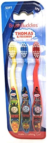 Thomas The Train & Friends Soft Toothbrushes 3 Pack Brush Buddies (Blue Yellow Red) - Railway-Themed Play Edition