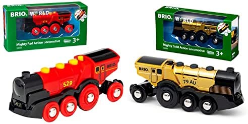 RIO World 33592 Mighty Red Action Locomotive Battery Operated Toy Train With Light And Sound Effects For Kids Age 3 And Up - Railway-Themed Play Edition