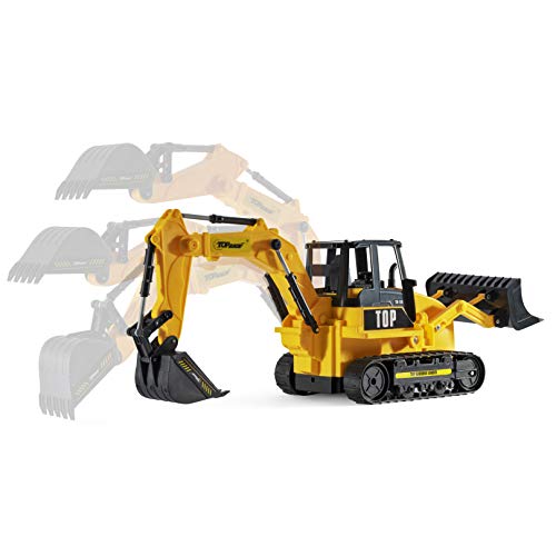 8 Channel Full Functional RC Excavator Backhoe Loader Battery Powered Electric RC Remote Control Construction Tractor With Lights & Sound TR-119 - Farm and Construction Play Edition