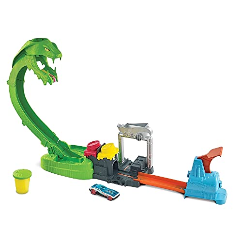 Deals Toxic Snake Strike Challenge Play Set With Slime For Kids 5 Years Old & Up Includes One 1:64 Scale Hot Wheels Vehicle Connects To Other Sets Single Or Multicar Play - Track and Vehicle Play Edition