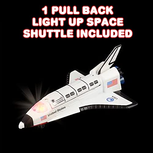 Light Up Space Shuttle Toy 1PC Battery Operated Spaceship Toy With LEDs Sounds And Pullback Motion Outer Space Party Decoration Great Space Gifts For Boys And Girls 6 Inches - Space Exploration Play Edition