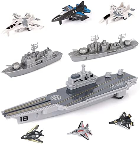 Aircraft Carrier Military Naval Ship Toy Play Set With Small Scale Model Planes Fighter Jets Battleship And Supply Ship For Kids Boy Girl Age 5+ Party Favors Gifts Naval Ship-02 - Ocean Adventure Play Edition