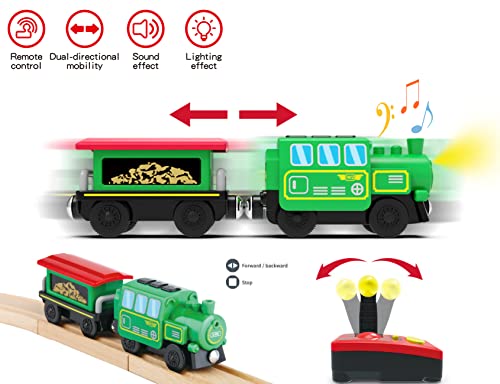 Budget Wooden Train Accessories Battery Operated Locomotive Train Remote Control Train For Track Set Powerful Engine Train Vehicles Fit All Major Brands Track Railway System (Battery Not Included) - Railway-Themed Play Edition