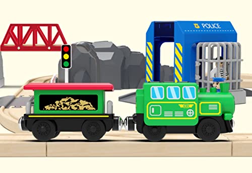 Budget Wooden Train Accessories Battery Operated Locomotive Train Remote Control Train For Track Set Powerful Engine Train Vehicles Fit All Major Brands Track Railway System (Battery Not Included) - Railway-Themed Play Edition