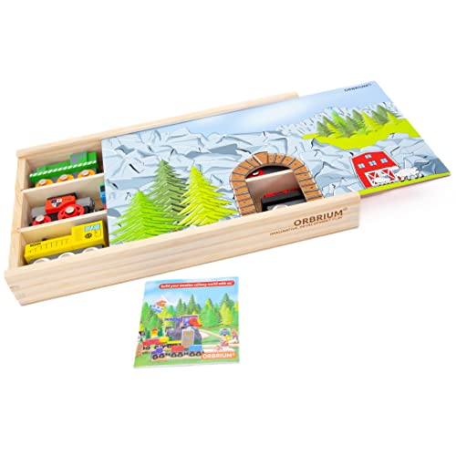 New Toys 12 (20 Pcs) Wooden Train Cars For Kids + Dual-use Wooden Box Cover/Tunnel Wooden Train Set Trains Toy Compatible With Thomas Wooden Railway Brio - Railway-Themed Play Edition