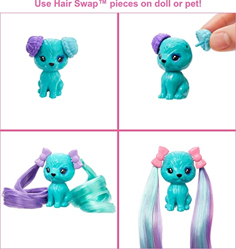 New Color Reveal Doll Glittery Purple With 25 Hairstyling & Party-Themed Surprises Including 10 Plug-in Hair Pieces Gift For Kids 3 Years Old & Up - Railway-Themed Play Edition