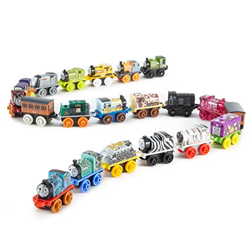 Budget MINIS Toy Train Pack Set Of 20 Miniature Push-Along Engines And Railway Vehicles For Preschool Pretend Play - Railway-Themed Play Edition