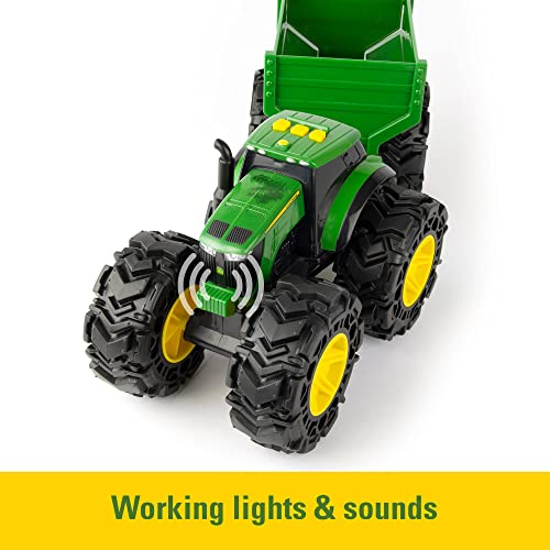 Toddler Toys Lights And Sounds Monster Treads Tractor Toy With Wagon 8 Inch Green Ages 3+ Red - Farm and Construction Play Edition