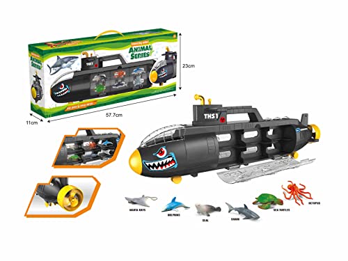 Submarine Toy Shark Car Vehicle Toy W/ 6 Sea Animals And Storage Toys For 3 4 5 6 7 Year Old Ki - Ocean Adventure Play Edition