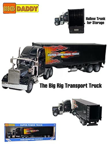 Rig Heavy Duty Tractor Trailer Transport Series Big Box Tractor Trailer (Colors May Vary) - Farm and Construction Play Edition